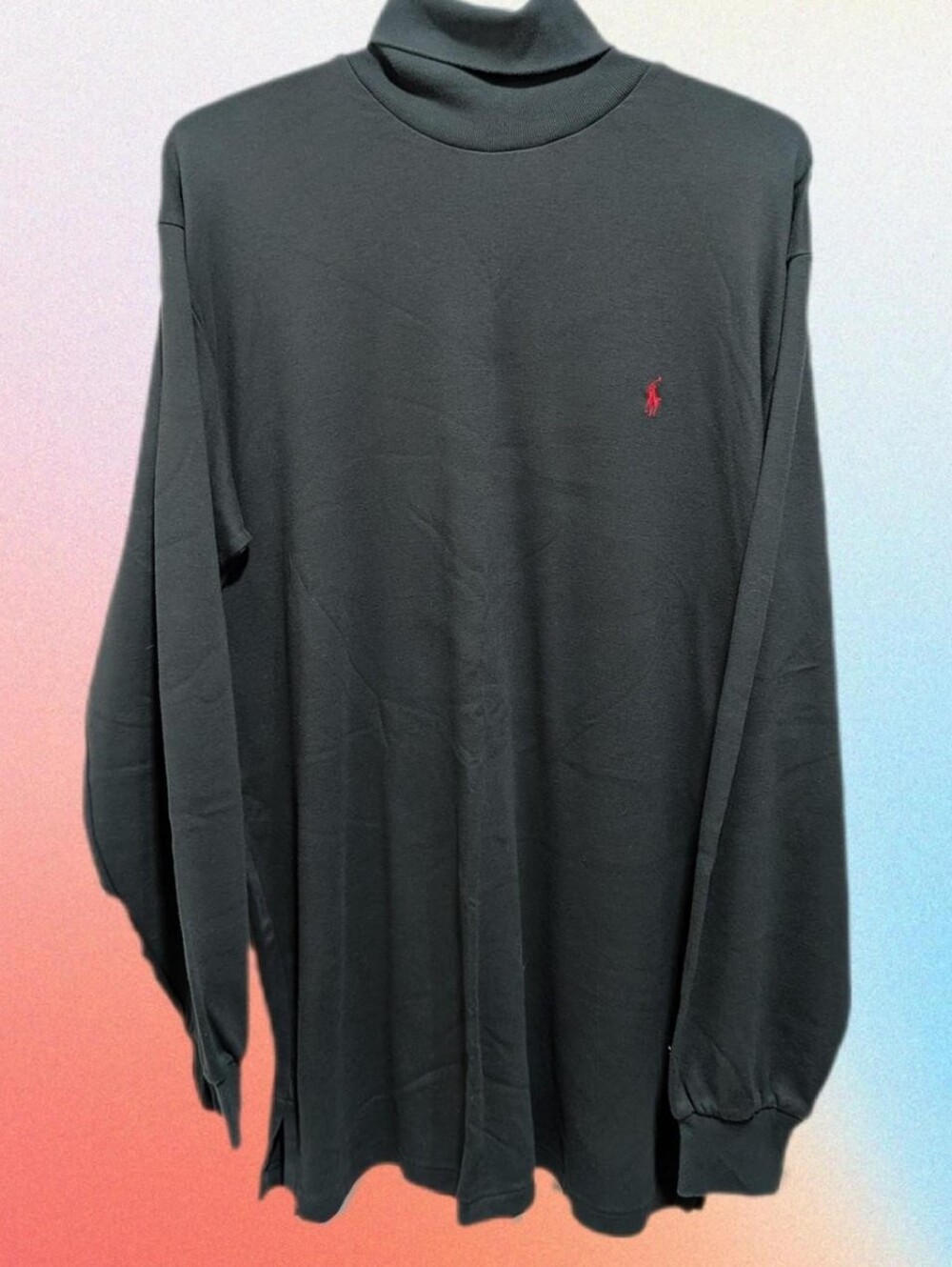 Polo by Ralph Lauren Black Long-Sleeve Turtleneck Tee with Red Pony Size Large